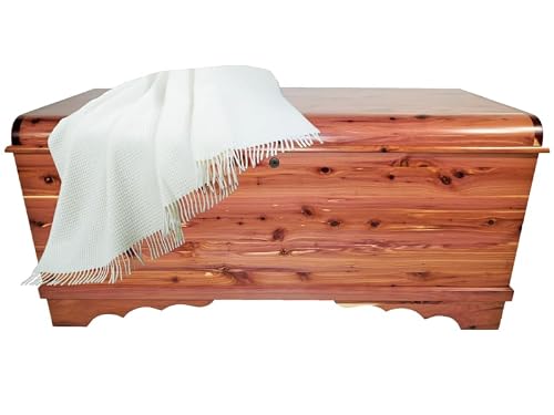 DutchCrafters 46\" Heirloom Aromatic Red Cedar Hope Chest with Waterfall Edge and Scallop Feet, Storage Trunk for Blankets - Amish Made in America (Large, Natural)