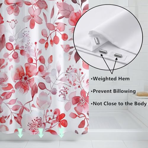 Rideau de douche 150x170cm en polyester imperméable motif fleur avec anneaux inclus - 6