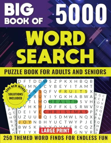The Big Book Of 5000 Word Search Puzzles: 250 Themed Word Searches-Self-Development, Positivity, Sports, Summer & More | 5000 New Words for Endless ... | Relax & Unwind for Adults & Seniors