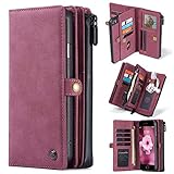 XRPow Wallet Case iPhone 7/8 / iPhone SE 2020 [2 in 1] Wallet Magnetic Detachable Leather Folio Card Pockets Clutch Case Flip Cover - Red