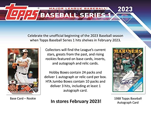 2023 Topps Series 1 Baseball Hobby Box (24 Packs/14 Cards: 1 Auto Or Mem, 1 Silver Pack) #TOP1