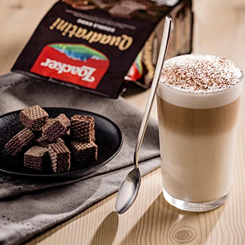 Image of Loacker Quadratini Double Choc Wafer Cookies LARGE - 30% Less Sugar - Premium Crispy Bite Size Cocoa Wafers - NON-GMO - LARGE Pack of 6