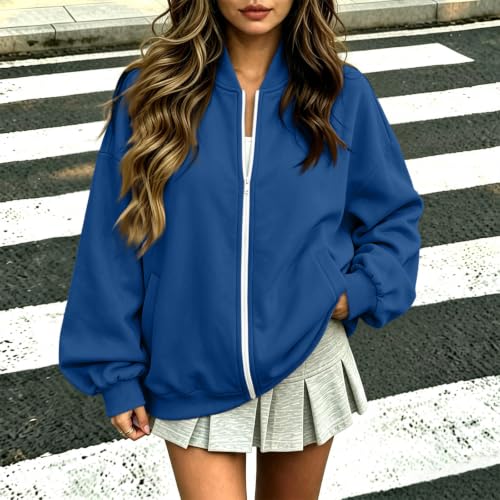 Zip Up Fleece Jacket Women Casual Office Work Sweatshirts No Hood - image 2