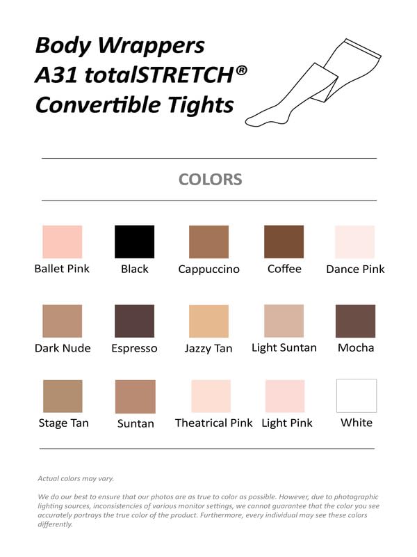 Body Wrappers - Women's Convertible Tights - Ultra Soft, Footed to Footless Style A31 (Small-Medium, Ballet Pink)3