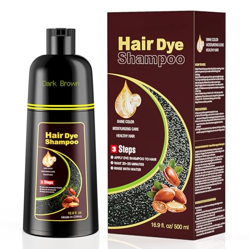 KAISASA Dark Brown Hair Dye Shampoo 3 in 1,Hair Color Shampoo Covers Gray Hair for Women and Men (16.9 fl.oz Dark Brown)