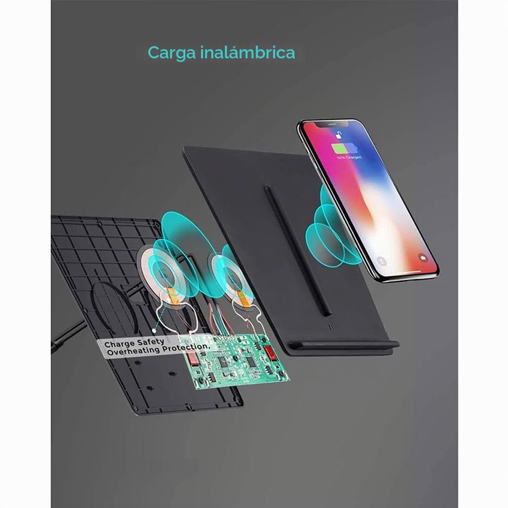 Almohadilla De Cargador De Coche InaláMbrico Para Tesla Model 3 2017-2020, USB Panel De Accesorios De Consola Central TeléFono InaláMbrico RáPida Smart carga InduccióN Pad