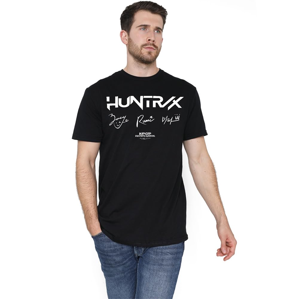 Kpop Demon Hunters Huntrix Signatures Unisex T Shirt, Black, XXXX-Large