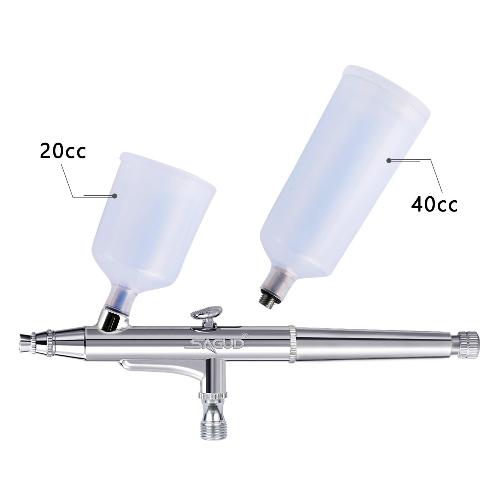 Pistola pulverizadora, Juego de aerógrafo 0,3 mm con Pistola pulverizadora Doble acción depósito 20/40 CC, Conector y Llave reparación for decoración uñas Pasteles