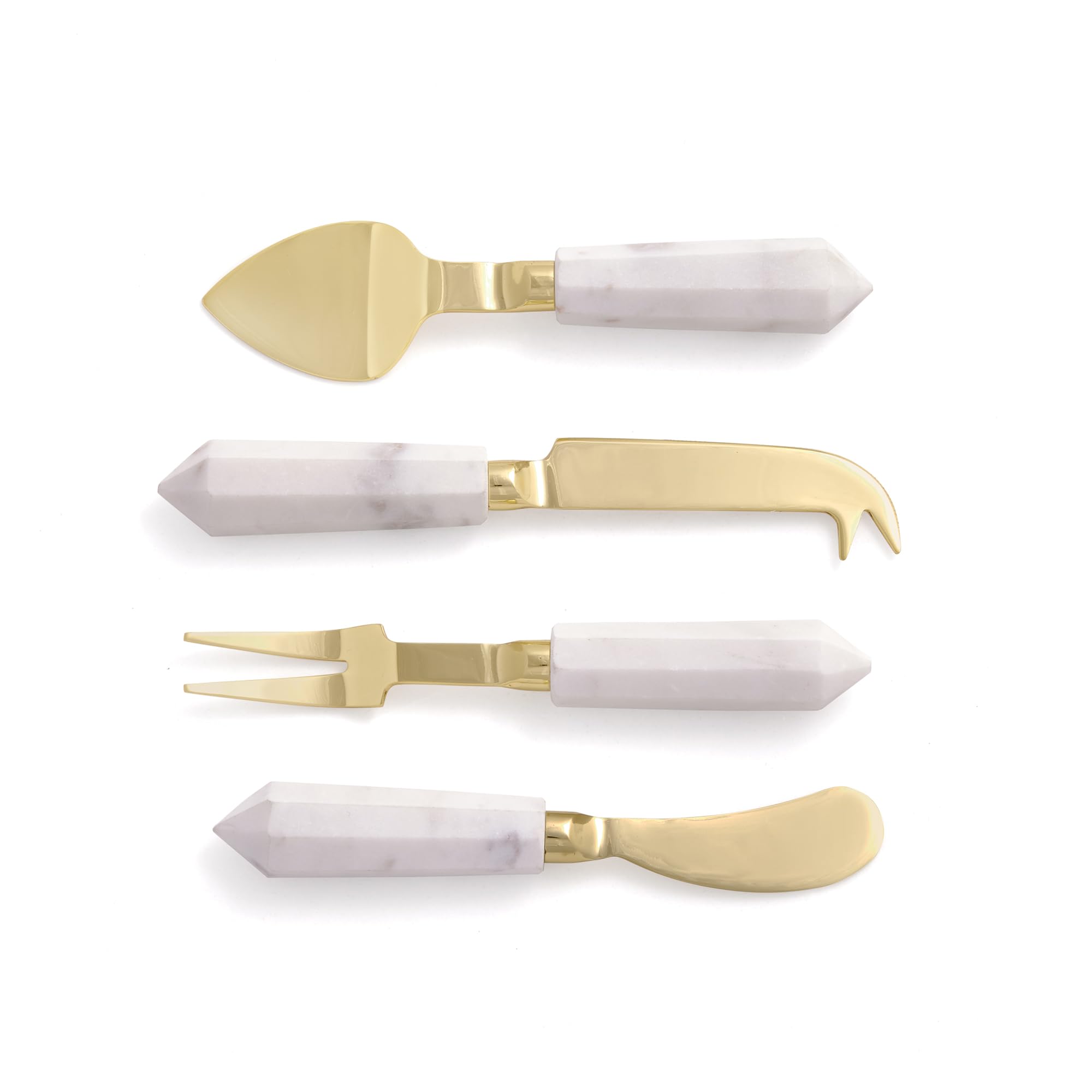 Napa Home & Garden Asteria Cheese Knives Set of 4 - Elegant White Marble & Gold Handles for Mother's Day! Gold