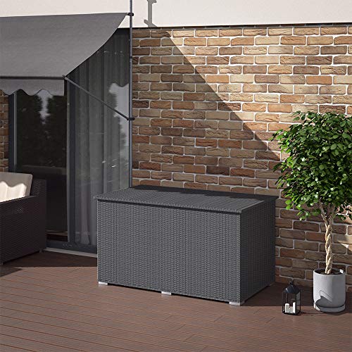 Oskar XXL Polyrattan Kissenbox 950L Auflagenbox Gartenbox Gartentruhe (Anthrazit) – Bild 5