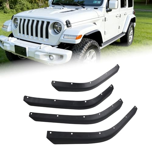DEWHONETE Front & Rear Fender Flares Extensions Set Fit for 2018-2024 Jeep Wrangler JLU JL Sahara Low Clearance Fenders Flares Wheel Fender Liner Trim -Not for high Clearance Fender Flares & 4XE by DEWHONETE - Used condition - US$52.14