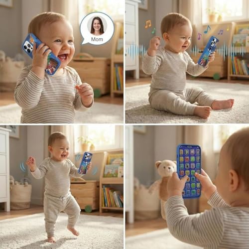 Image of Kids Phone - Rechargeable Toy for Kids with 24 Learning Modes, Talking Dummy Mobile for Boys & Girls Age 2-12, Educational Phone Math, Words, Animals & More, Birthday Gift, Hindi & English Version