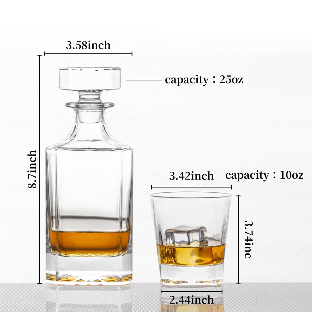 Kwadratowa karafka do whisky z 2 szklankami w pudełku