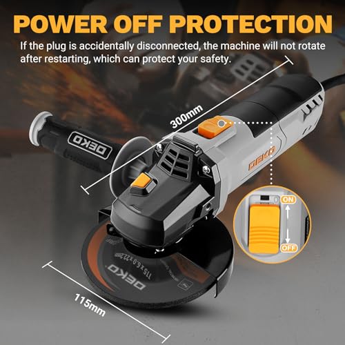 8-Amp Angle Grinder: DEKOPRO 4-1/2 inch Electric Corded Grinder Power Tools with Grinding and Cutting Wheels, Auxiliary Handle and Wrench for Cutting, Polishing and Grinding - Image 5