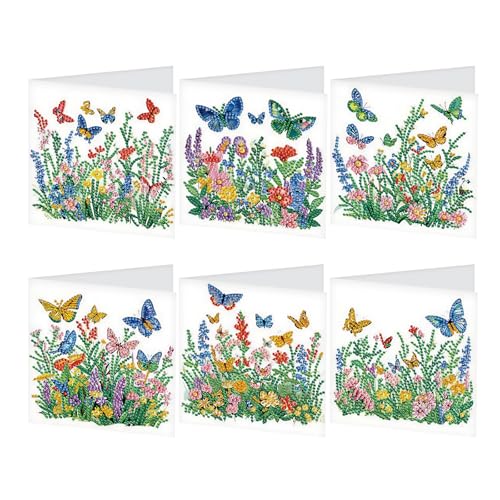 Peinture diamant kit de 6 cartes de remerciement et anniversaire aux motifs bucoliques