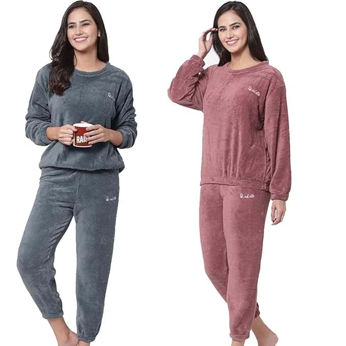 Combo Pack of 2 Women's Winter Nightsuits Full Sleeve Top and Pajama Set Regular-Fit Cozy Sleepwear Warm Lounge wear for Cold Weather Comfortable Pajama Set [,]-picture-25