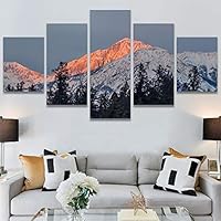 SIGNWIN 5 Panel Canvas Wall Art Snow Mountain for Home Decorations Ready to Hang - 60
