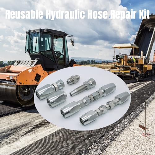 Image of 3 PCS Hydraulic Reusable Hose Fitting Hose Repair Kit JIC #04, 1 /4'' /#6, 3 /8'' /#08, 1 /2''