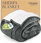 Utopia Bedding Double Sherpa Fleece Blanket (Grey, 150x200cm) Cosy, Warm & Thick Blankets for Bed, Sofas and Couch