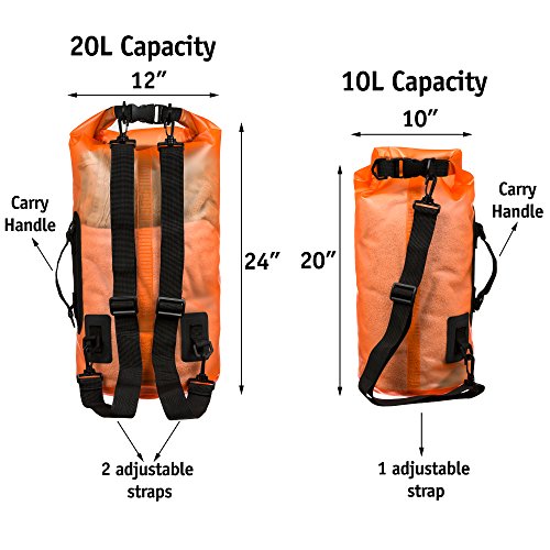 Bolsa seca impermeable Premium de SandShark - Bolsa transparente 10 y 20 litros, flotante para bote, camping, kayak, natación, playa y deportes acuáticos - Correa lateral y de hombro (Azul Artico, 20L) miniatura 5