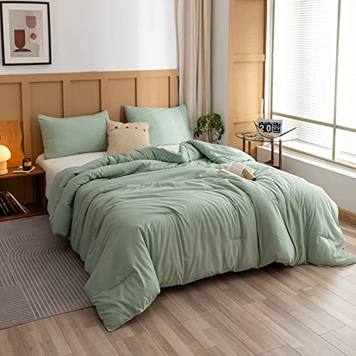 Rosgonia Sage Green Comforter Full,3Pcs (1 Boho Sage Comforter & 2 Pillowcases), Sage Green Comforter Set Full,Soft Lightweight Cozy, Easy To Wash And Clean Sage Green Comforter Full Size #TOP3