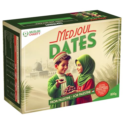 Muslim Charity All Natural Juicy Nutritious Palestinian Medjool Dates 800g - Vitamin Rich Delicious Palestinian Dates Delights Perfect for Ramadan