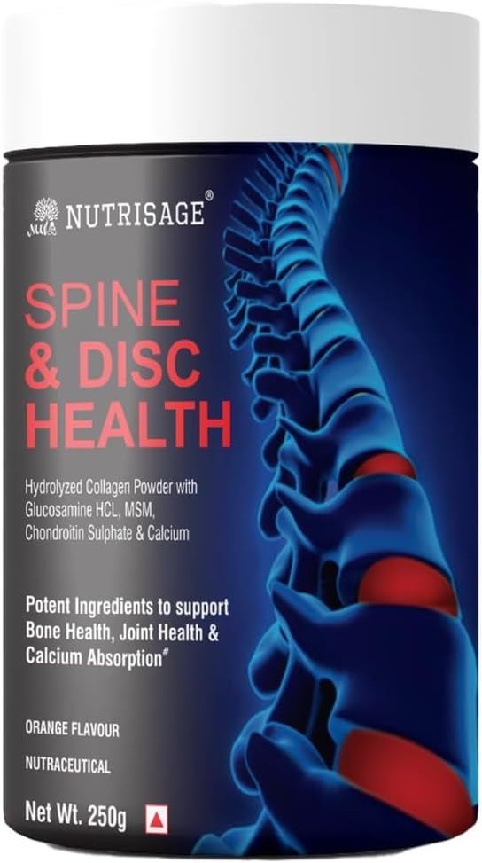 Spine & Disc Health Powder I 20-in-1 powerful ingredients I Back Pain and Neck Pain Support for Disc Bulge, Herniated, Slip Disc and Degenerative Discs,250 gm