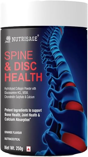 Nutrisage Spine & Disc Health Powder I 20-in-1 powerful ingredients I Back Pain and Neck Pain Support for Disc Bulge, Hern...