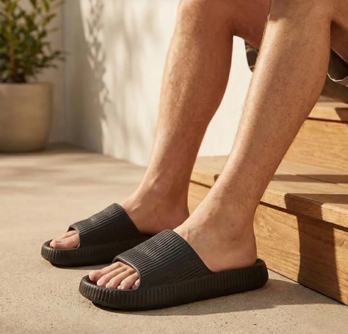 Image of Comfort Plus Flip-Flops, Open Toe Slip-On Sandals, Lightweight Waterproof, White
