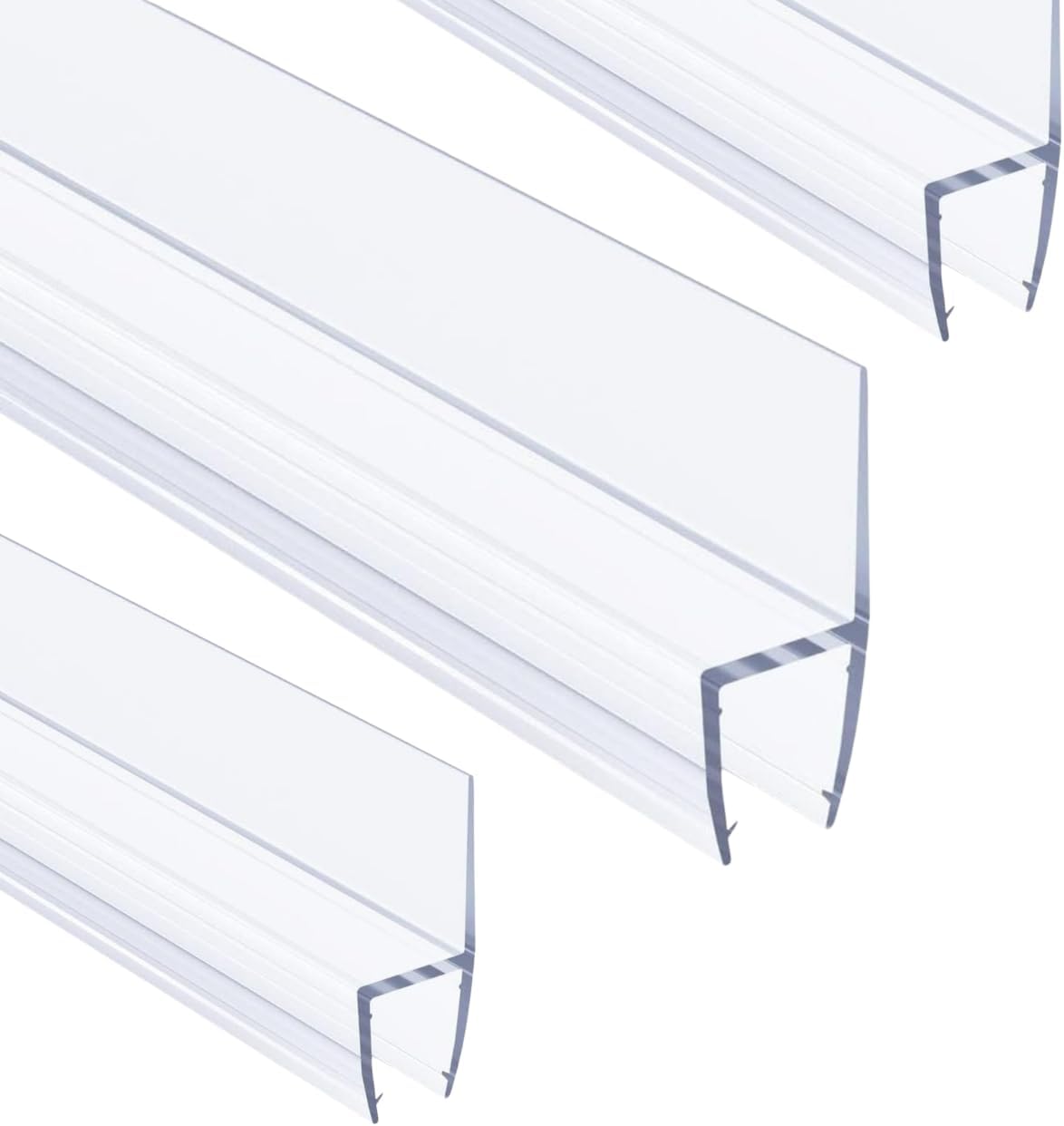 3 Pack Frameless Shower Door Bottom Seal for Glass Doors Stop Leaks, Create a Water Barrier 39" L for Glass Shower Door Transparentg Seal Strip Easy Installation Long Strip(9.8 ft) (Type h 6mm 1/4")