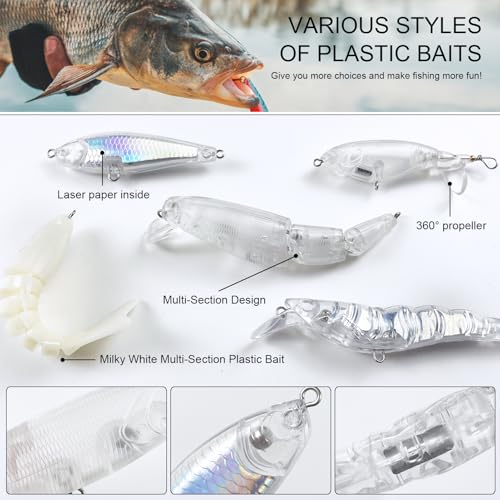 20PCS Unpainted Crankbait Lure Blanks - 11.5cm 14g Hard Plastic Minnow Bodies For DIY Painting - View #2
