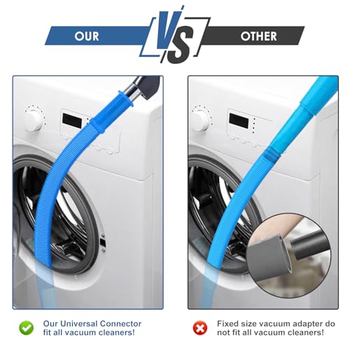 Image of 2Pcs Dryer Vent Cleaner Kit, Lint Brush & Universal Vacuum Hose Blue | Upgraded Flexible Hose Design for Smooth Airflow Without Whistling Noise