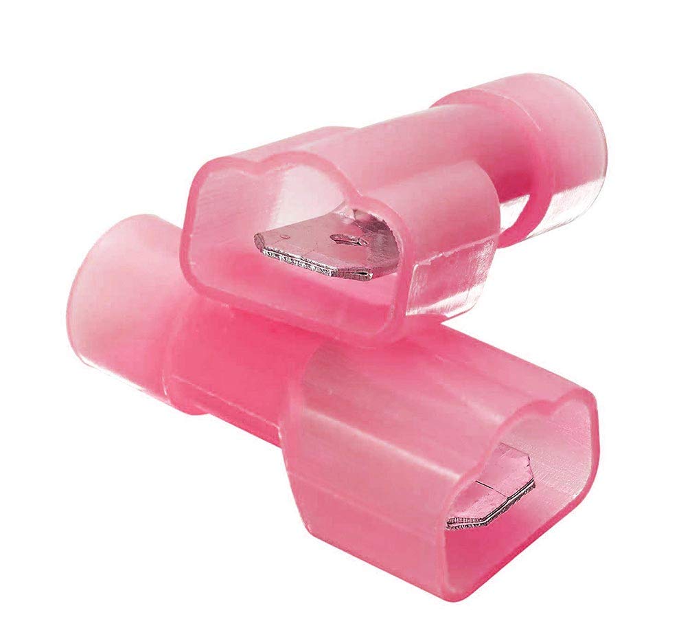 500x Quick-Disconnect-Flachstecker 22-18 AWG – Rotes Vinyl, 0,25 Zoll, Crimp-Konnektoren