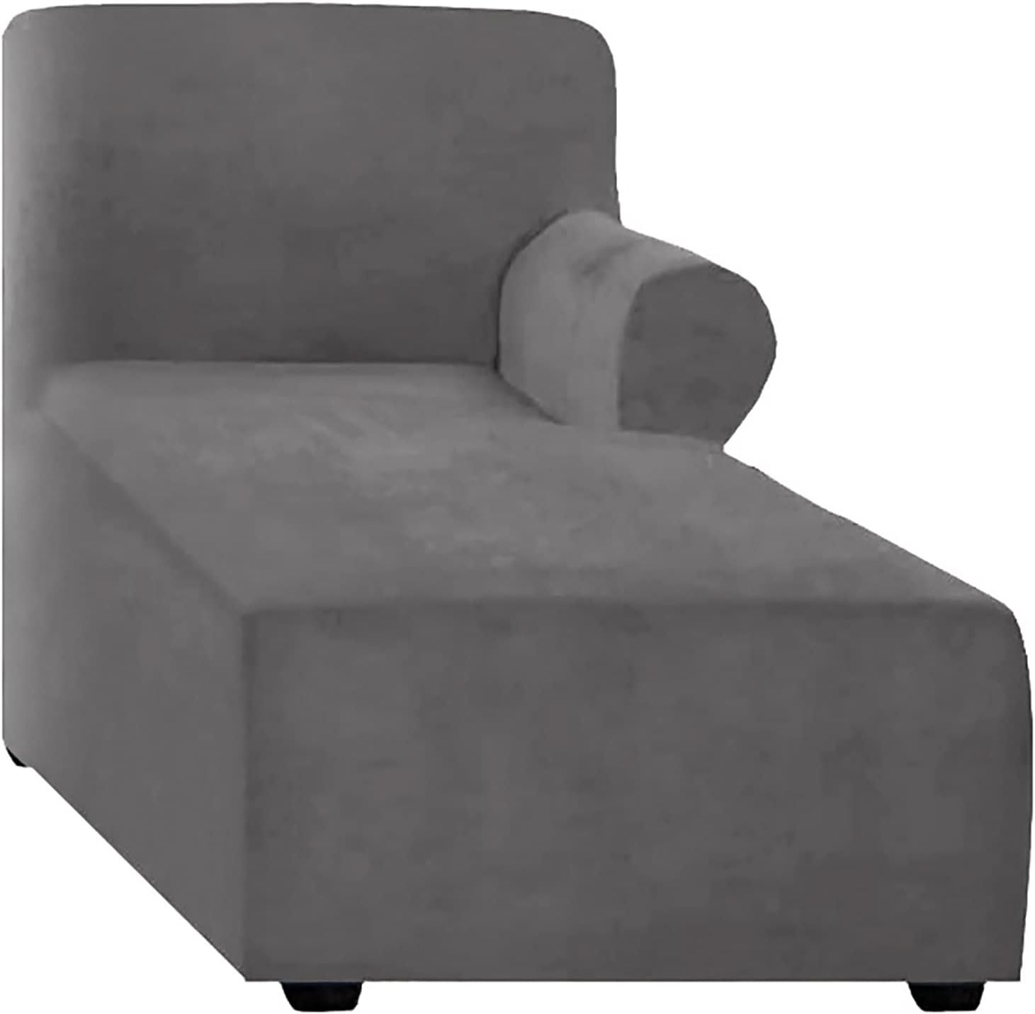 Left/Right Thick L Shaped Couch Cover, Velvet Sectional Sofa Slipcover Chaise Lounge Cover for Loveseat Sectional Sofa Machine Washable (Color : Gray 1, Size : Right)