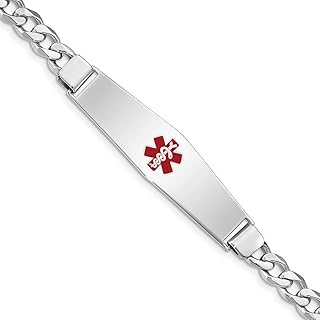 Sterling Silver Rhodium-plated Medical ID Curb Link Bracelet