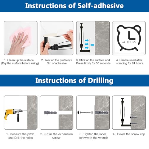 Image of Single Hand Operable Paper Towel Holder Under Cabinet with Damping Effect, Self Adhesive Paper Towel Roll Holder Wall Mount for Kitchen Bathroom, SUS304 Stainless Steel, Black