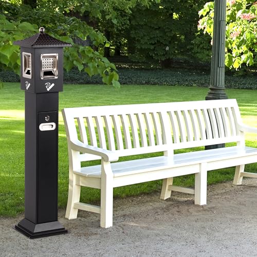 Image of Commercial Trash Disposal Receptacle, Outdoor Trash Can with Removable Inner Bucket, Metal Ash Bin for Home Offices Restaurants Bars Convenience Stores