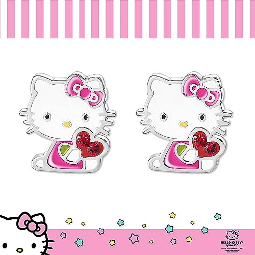 Sanrio Hello Kitty & My Melody Women's Stud Earrings Collection – Silver Flash-Plated, Enamel & Crystal Designs, Officially Licensed Jewelry3