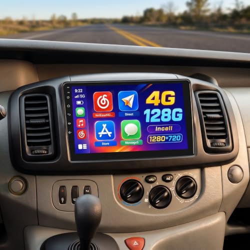 Autoradio pour Renault Trafic 4+128G avec Écran 10 Pouces CarPlay Android Auto et Caméra