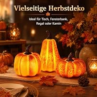 3PCS Herbstdeko Kürbis Mit LED Licht,Halloween deko kürbis beleuchtet,LED für Tischdeko,Herbst Deko Beleuchtung,Fur Tischdeko,Halloween Party,Garten Dekofigur – Ansicht 7