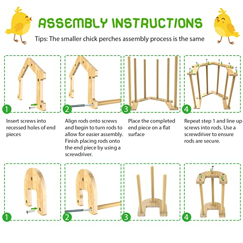 Image of Bamboo Chicken Perch Set(4 Pack), Strong Roosting Bar for coop and brooder, Training Perch for Large Bird, Hens, Parrots, Macaw, Easy to Assemble and Clean, Fun Toys for Chicken