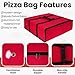 TOGETRUE Pizza Bag, Insulated Pizza Bags for Delivery Carry Hot, Large Pizza Food Delivery Bag for Doordash, Uber Eats, Pizza Warmer Bags for Personal Use, 20 x 20, (Red-black Edge), TTPZB001C