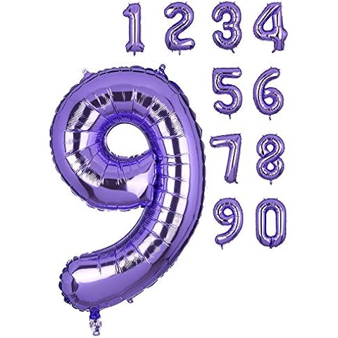 40 Inch Number 9 Balloons Big Purple Number Helium Foil Birthday Party Decorations Digit Balloons Mermaid Theme Cover