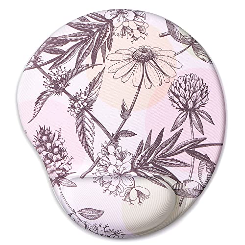 HODYXIN Ergonomic Mouse Pad with Wrist Support Cute Mouse Pads with Wrist Rest,Comfortable Mouse Pad for Home Office Gaming Working Computers Laptop Pain Relief with Non-Slip PU Base (Cute Floral) Deal