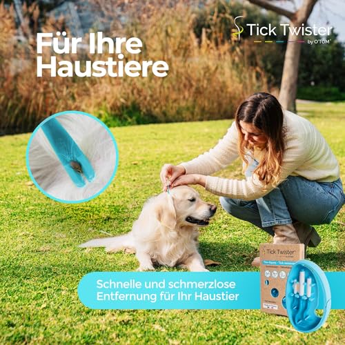 Tick Twister 3 Zeckenhaken für Hunde, Katzen und Menschen – Zeckenzange 3er Set mit Aufbewahrungsbox Sicheres Entfernen ohne Schmerzen – Ideal für Outdoor-Aktivitäten (Blau, 1er-Set)