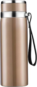 Water Bottle 32oz 27oz Insulated Stainless Steel Water Bottle Leak Proof Water Flask Keeps Drink Cold and Hot,Sport Outdoor large Capacity Water Bottles With Carry Rope gold, 27OZ