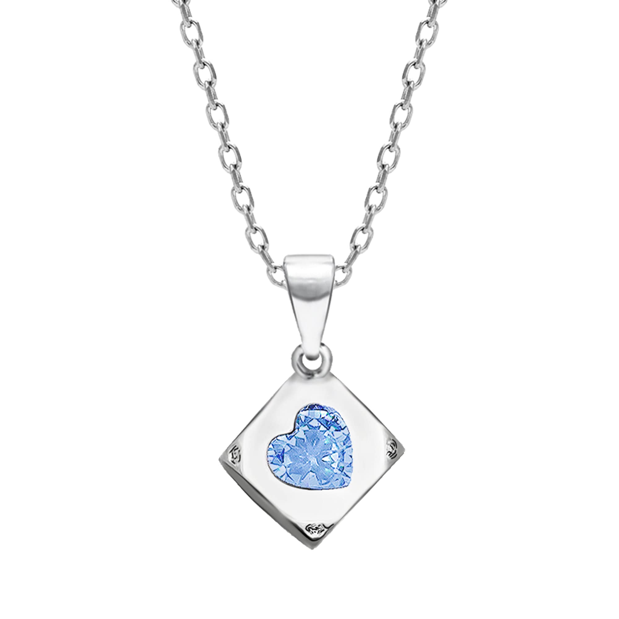 925 Silver Sky Blue Heart Cube Pendant with Link Chain | Gifts for Girlfriend, Gifts for Women and Girls |With Certificate of Authenticity and 925 Stamp | 6 Month Warranty*-image-27