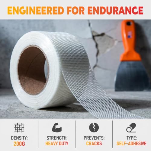 Image of LLPT Drywall Repair Fiberglass Joint Tape, 6 inch x 100 Ft, White | Self Adhesive, Industrial Grade, Extra Strength Fiber Mesh, Repositionable, Easy Use for Seam Patch Wall Crack Seam Repair