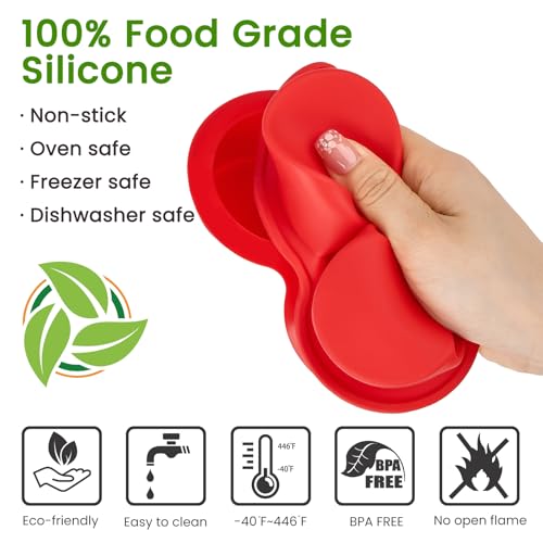 JOERSH 2-PK Air Fryer Egg Mold, 4 Cups Silicone Air Fryer Baking Pan Non-Stick for Egg Bites, Cupcake, Muffin, Tart, Frittata, Quiche - Thumbnail 3