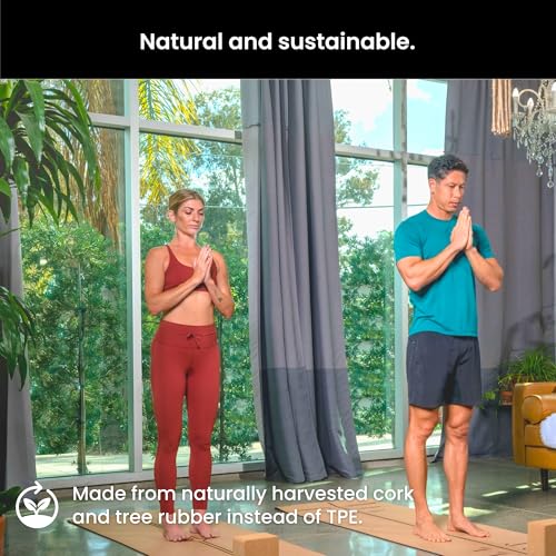 Image of Luxury Cork Yoga Mat - Non Slip, Extra Thick Grip. Extra Large & Long. More Comfort and Support. Tough Enough For Hot Yoga. Cork + Natural Rubber, Non Toxic and Eco Friendly. Optional Alignment Lines.